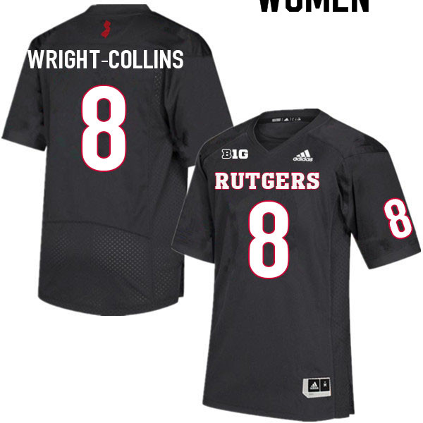 Women #8 Jamier Wright-Collins Rutgers Scarlet Knights College Football Jerseys Sale-Black - Click Image to Close